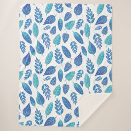 青い水色の葉パターン シェルパブランケット