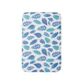 青い水色の葉パターン バスマット (正面縦)