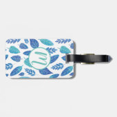 青い水色の葉パターン ラゲッジタグ (裏面横)