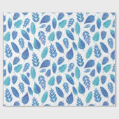 青い水色の葉パターン ラッピングペーパー (フラット)