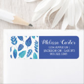 青い水色の葉パターン ラベル (インサイチュ)