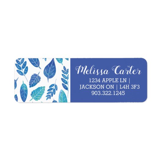 青い水色の葉パターン ラベル (正面)