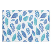 青い水色の葉パターン 枕カバー (裏面)
