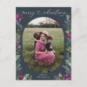 青い水色の葉1写真クリスマス シーズンポストカード (正面)