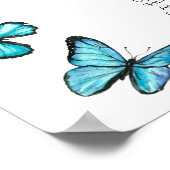 青い水色の蝶結婚の座席表 ポスター (角)