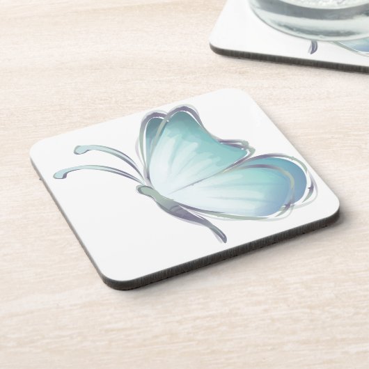 青い水色の蝶 コースター (左側)