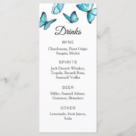 青い水色の蝶。シンプル結婚バー メニュー