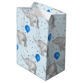 青い水色の象のパターン中抱き枕 ミディアムペーパーバッグ (裏面アングル)