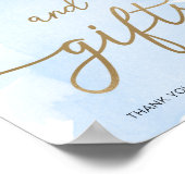 青い水色の金ゴールドカードとギフトサイン ポスター (角)