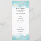 青い水色の金ゴールド幾何線結婚の プログラム (正面)