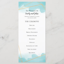青い水色の金ゴールド幾何線結婚の プログラム
