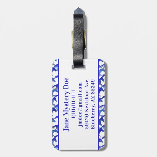 青い水色の馬 ラゲッジタグ (裏面縦)