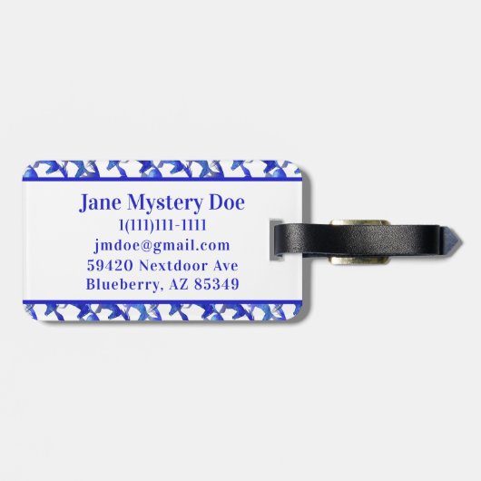 青い水色の馬 ラゲッジタグ (裏面横)