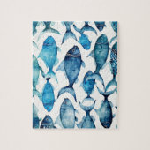 青い水色の魚の活動。海航海のゲーム ジグソーパズル (縦)