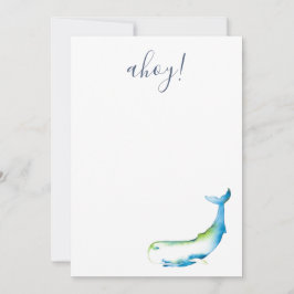 青い水色の鯨類文具 ノートカード