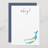 青い水色の鯨類文具 ノートカード (正面/裏面)