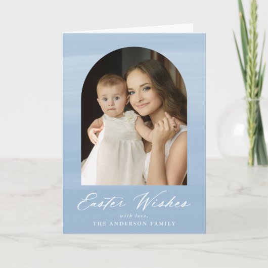 青い水色アーチ2写真イースターの願い シーズンカード (正面)
