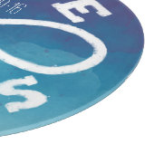 青い水色インフィニティ結婚ラブの日付、名前 カッティングボード (角)