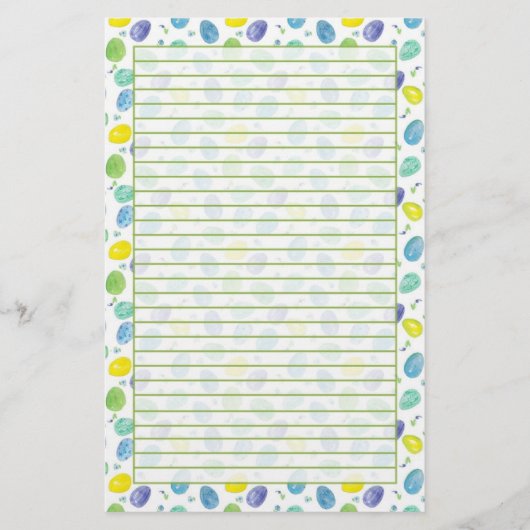 青い水色イースターエッググリーンライニング 便箋 (正面)