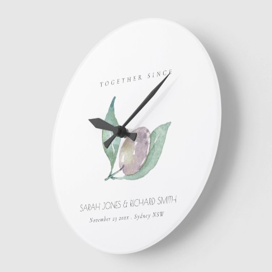 青い水色オリーブ、日付の贈結婚り物を保存 ラージ壁時計 (傾斜)