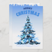 青い水色クリスマスツリー非写真 シーズンカード (正面/裏面)
