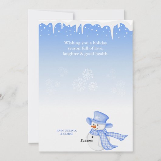 青い水色クリスマスツリー非写真 シーズンカード (裏面)