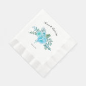 青い水色サボテンの花結婚フローラ 縁ありランチョンナプキン (角)