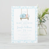 青い水色スイング男の赤ちゃんシャワー 招待状 (スタンド正面)