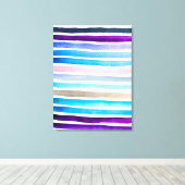 青い水色ストライプの手絵を描 キャンバスプリント (インサイチュ (ウッドフロア))