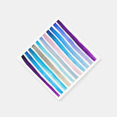 青い水色ストライプの手絵を描 スタンダードカクテルナプキン (角)