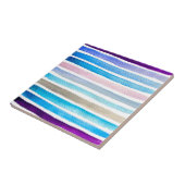 青い水色ストライプの手絵を描 タイル (側面)