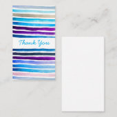 青い水色ストライプの手絵を描 ノートカード (正面/裏面)