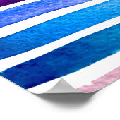 青い水色ストライプの手絵を描 ポスター (角)