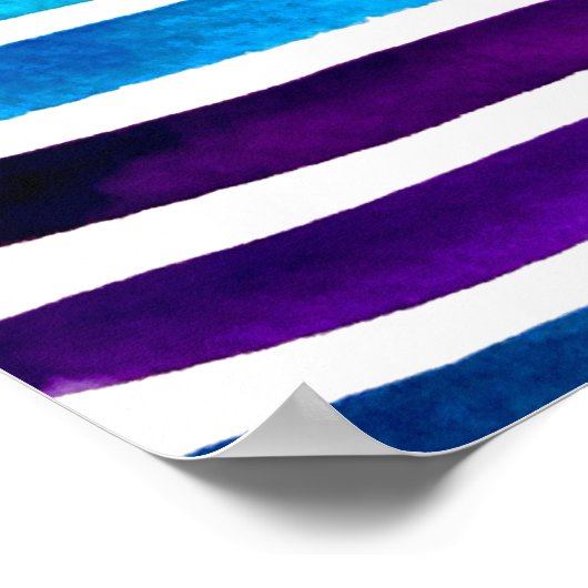 青い水色ストライプの手絵を描 ポスター (角)