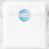 青い水色ストライプの手絵を描 ラウンドシール (バッグ)