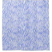 青い水色ゼブラパターン シャワーカーテン (正面)