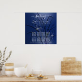 青い水色トンボ8テーブル席c2 ポスター (キッチン)