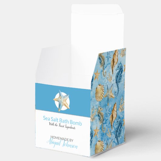 青い水色ヒトデのシーホース貝殻浴爆弾 フェイバーボックス (オープン)
