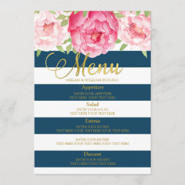 青い水色フローラ黒ストライプ色のメ結婚ニュー メニュー