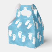 青い水色ベビーシャワー足跡パターン フェイバーボックス (裏面サイド)