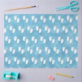 青い水色ベビーシャワー足跡パターン 薄葉紙 (クラフト)