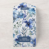 青い水色ペリウィンクルワイルドフラワー結婚ズ オールインワン招待状 (外側)