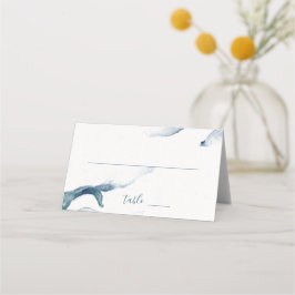 青い水色ロマンチコンテンポラリーック結婚ズ プレイスカード