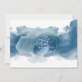 青い水色、オンライン仮想結婚機器 招待状 (裏面)