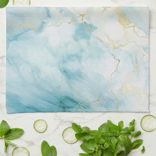 青い水色 キッチンタオル (折り畳み)