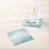 青い水色 スクエアペーパーコースター (インサイチュ)