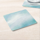 青い水色 スクエアペーパーコースター (アングル)