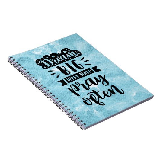 青い水色 – 夢の大きな仕事の懸命祈が多い ノートブック (右側)