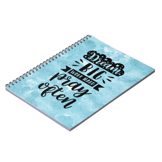 青い水色 – 夢の大きな仕事の懸命祈が多い ノートブック (左側)