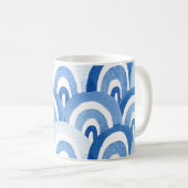 青い水色：抽象芸術海 コーヒーマグカップ (正面右)